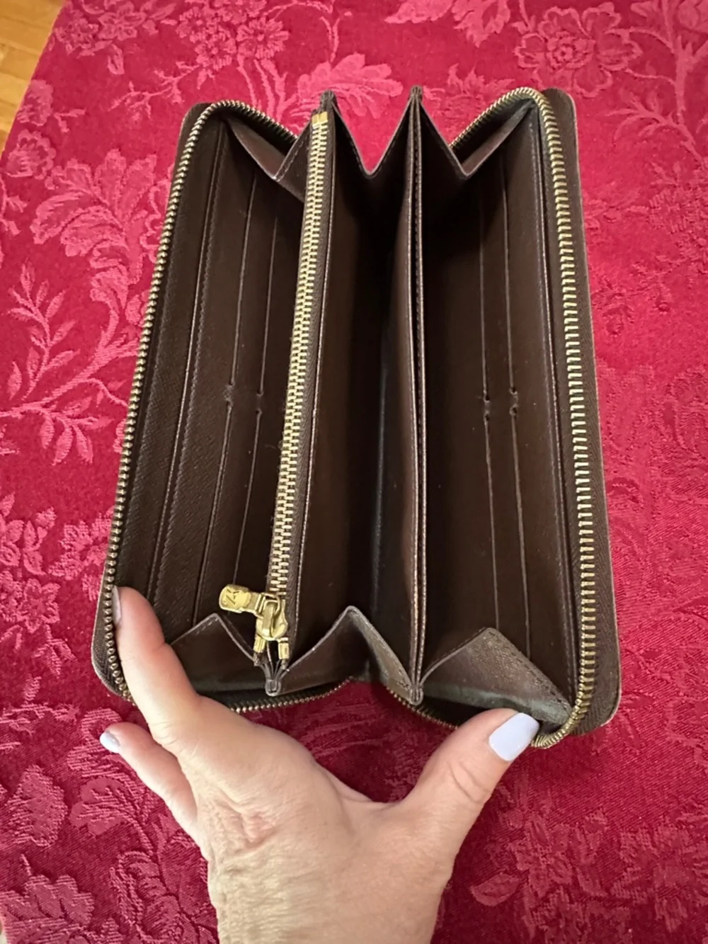 Louis Vuitton Brown Damier Ebene Long Zip Wallet